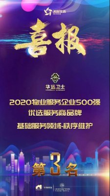 华远卫士荣获2020物业服务企业500强优选服务商基础服务领域品牌